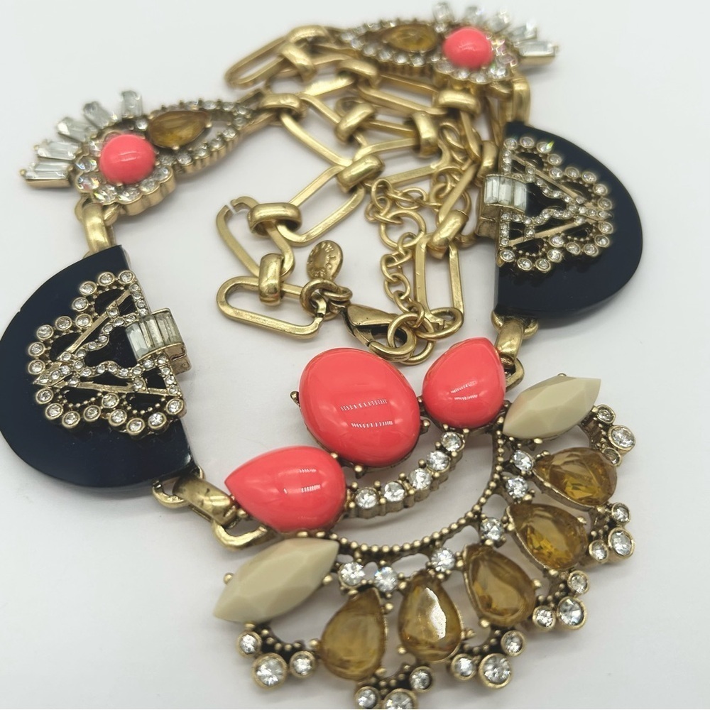 J. Crew Navy and Coral Jeweled Necklace - Picture 3 of 3